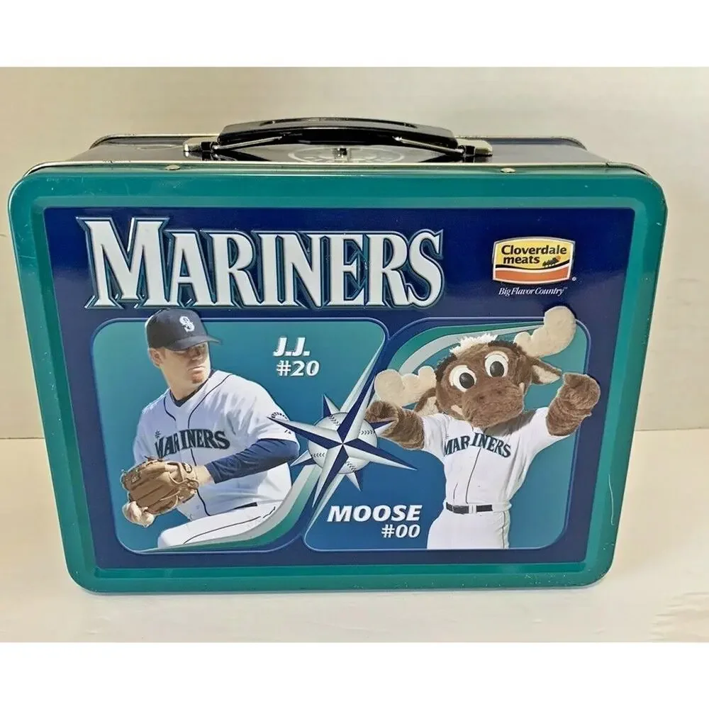 Seattle Mariners MLB 8" Tin Souvenir Lunchbox Moose - J J-Felix-Raul -Kenji - Picture 3 of 7